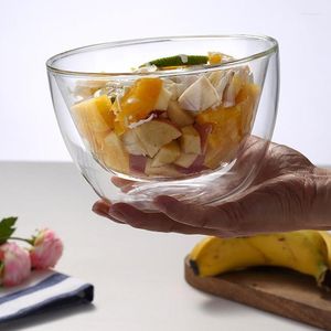 Миски с теплостойкой стеклянной чашкой овсянкой для завтрака фруктовые салат из молока миски