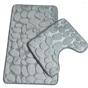 Halılar 2pcs Banyo Mat Banyosu ve U Şeklinde Kontur Tuvalet Halı Set Bellek Köpük Emici Makine Yıkanabilir Zemin Bathmat 1