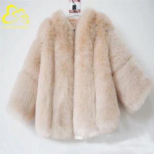 Kvinnors päls faux päls s-4xl mink kvinnor vinter topp mode rosa falska faux räv päls elegant tjock varm ytterkläder jacka 231117