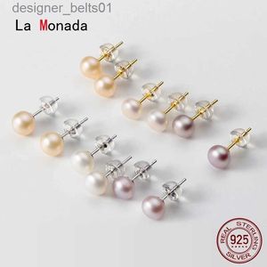 Stud La Monada Real Pearl Stud Küpe Kadınlar İçin 925 Gümüş Küpe Küçük Tatlı Su Doğal İnci Küpe Saplama Gümüş 925 Kızlar231117