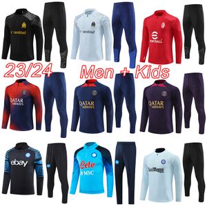 Psges Soccer Tracksuits 2023 2024 Napoli Inter Ac Arsen Man Cities Football Tracksuit Training Suit Men and Kids Kit 23 24 Paris Milan Tuta Survetement Foot Ensemble