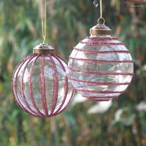 Party Decoration 2pcs/pack Diameter 10cm Middle Size Glass Ball Christmas Tree Red Powder Globe Home Hanging Pendant