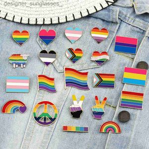 Pins Broschen LGBTQ Benutzerdefinierte Emaille Pins Stolz Lesben Homosexuell Regenbogen Flagge Brosche Pansexuell Asexuell Bisexuell Transgender Symbol Herz Abzeichen SchmuckL231117