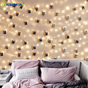 LED Strings LED String Lights 5M/10M Photo Clip Fairy Lights Outdoor Battery Operated Garland Christmas Decoration Party Wedding Xmas P230414