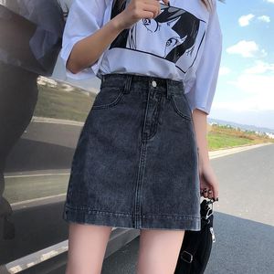 Skirts Small Black Denim Skirt Women's Spring And Autumn 2023 Slim Short A-line Ins High Waist With Buttocks Y2k