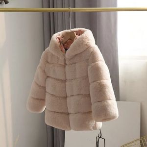 Down Coat 2-10 Years Kid Girls Faux Fur Coat Clothing Autumn Winter Children's Cotton-Padded Coat Imitation Rabbit Fur Jacket Girls TZ292 231117