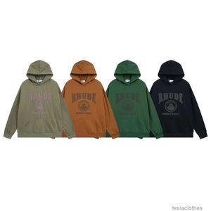 Designer Hoodie Mens Sweatshirts Fashion Streetwear Trend Br Rhude Foam Printed Hooded Plush Sweater American Style Loose Fitting Street Autumn New Men Womens Autu