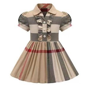 Girls Dress Kids Lapel Baby College Short Sleeve Pleated Shirt Skirt Casual Designer Clothing Kids Clothes Baby Dress6975063