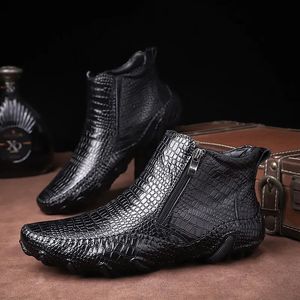 Stövlar emosewa Autumn Winter Fashion Men Boots Vintage Style Casual Men Shoes High Cut Lace-Up Men Warm Boots Plus Size 38-47 231116