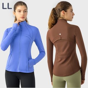 LL Yoga Topps Coat High-End Women's Fall Winter Sports Running Fitness Sweatshirt Track Quick Torking Breattable Standing Neck Picks Cardigan Jacket