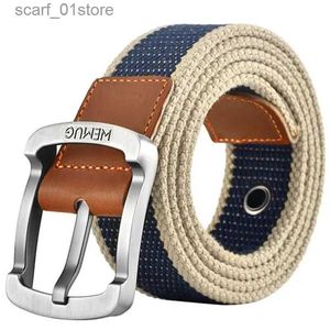 Belts 3.5cm Outdoor Canvas Men's Belt Solid Color Black and Red Striped Woven Alloy Pin Buckle Sports Overalls Belt for Men WholesaleL231117