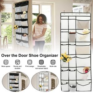 Hangers Over Door Shoe Organizer With 18 Pockets And 4 Hooks Breathable Mesh Hanging Rack Heavy Duty Behind Shoes Storage