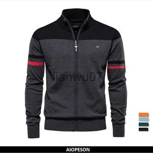 Men's Sweaters 2023 New Autumn and Winter 100% Cotton Mens Zipper Cardigan Casual Patchwork Fashion Youth Knitted Sweaters for Men J231117