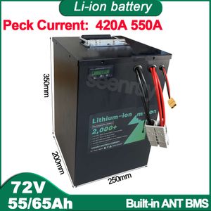 72V 55Ah 65AH Li-ion com bateria de polímero de lítio 170A 220A BMS perfeita para veículo elétrico triciclo motocicleta scooter