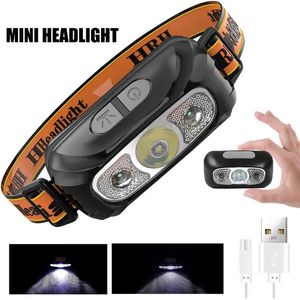 Stirnlampen Mini-LED-Scheinwerfer mit integriertem Akku USB-Aufladung Outdoor-Camping Angeln Suchscheinwerfer 231117