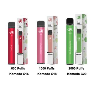 Одноразовая электронная сигарета Komodo Vape Pen 600 1500 2000 Puffs с аккумулятором емкостью 550 мАч, 750 мАч, 1100 мАч и предварительно заполненным контейнером емкостью 2 мл, 5,5 мл, 7,5 мл