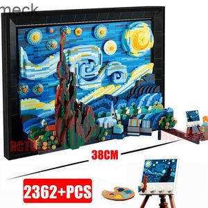 Block Compatible 21333 Vincent Van Gogh The Starry Night Building Blocks Art Målande tegelstenar Moc Ideas Home Decorae Education Toy Gift