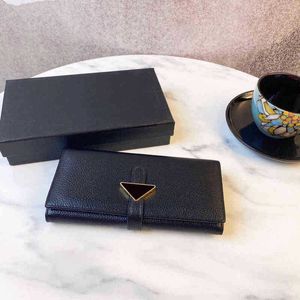 Triângulo carteiras longas femininas designer carteira porta-moedas porta-cartões P letra mulher clássico moda bolsas porta-cartões preto porta-cartões de alta qualidade