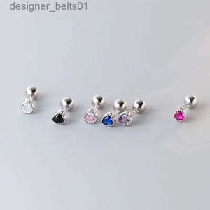 Stud Nytt mode söta minimalistiska hjärtstudörhängen Glänsande färgglad kristallskruv Tiny Ear Stud Accessory Small Earring Jewelryl231117