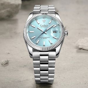 Inne zegarki Cadisen Menów mechaniczny automatyczny zegarek Top Marka luksus C3 Luminous Ar Sapphire Miyota 8215 100m Waterproof Gift Men 231117