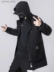 Мужские плащи Весна Осень Длинный плащ Мужчины 2021 Новая мода Techwear Черная ветровка с капюшоном Пальто Куртки больших размеров 6XL 7XL 8XL Q231118