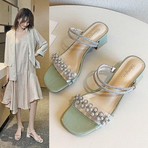 Sandals Mid-heel Thick-heeled Fashion Two-wear Slippers Korean Style High Heels For Women Platform Shoes