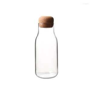 Förvaringsflaskor glas burkar mason burk transparent förseglad flaska med runda kork godis te lådor matkorn behållare