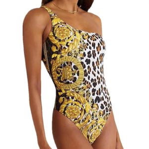 Fashion Women's Swimsuit Sexy Girl Bathing Suit Summer Beach Swimwear Leopard Leaves Striped Pattern Print Women Bikinis One 264r