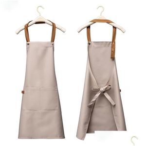 Aprons Fashion Kitchen Aprons For Woman Men Chef Work Apron Grill Restaurant Bar Shop Cafes Beauty Nails Studios Uniform Drop Delivery Dhp0G