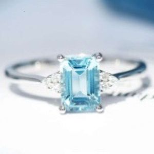 S Sterling Silver Square Female Minority Design Blue Navy Treasure Index Finger Fashion Light Luxury Ring Opening