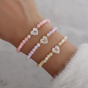 Chaîne mode AZ coeur lettre initiale Bracelet femmes tempérament coloré pierre perle pour bijoux cadeau 231116