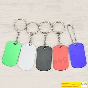 Rectangle Dog Tag Metal Blank Military Pet ID Card Aluminum Alloy Army Colorful Pet Tag Keyring Customizable DBC BH2843