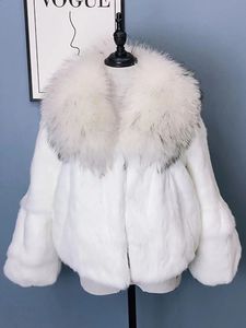 Kvinnor Down Parkas Womens Fur Faux Winter Women Real Rabbit Coat Short Natural Jacket Fox Collar Thick Warm Warm Overrock 231116
