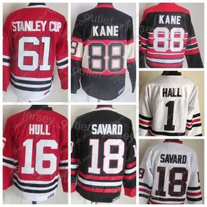 Men Retro hockey''nHl'' 1 Glenn Hall Jersey Vintage Classic 16 Brett Hull 18 Denis Savard 61 Stanley Cup 88 Patrick Kane Embroidery And Sewing Team