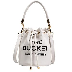 New Fashion Retro Letter Bucket Bag with Drawstring One Shoulder Crossbody Bag Cross Border Foreign Trade Womens Bag