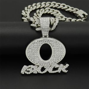 Hänghalsband Hip Hop Big Crystal Letter Q -halsband med Iced Out Bling 13mm bredd Miami Cuban Chain Fashion Charm smycken DRO278U