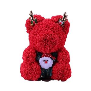 Decorative Flowers & Wreaths Artificial Flowers Pe Rose 23Cm Teddy Bear For Women Valentines Home Decor Wedding Christmas Gift Drop De Dhxk8