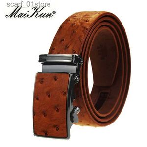 Belts Maikun Luxury Leather Belt for Men Original Designt Ostrich Grain Automatic Buckle Belt Ceinture Homme Cinto MasculinoL231117