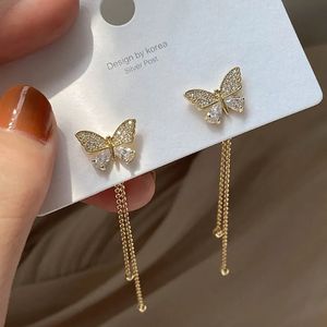 Stud Fashion Butterfly Tassel Drop Earrings For Women Trendy Shiny Moon Star Pearls Dingle Korean Jewelry Girls Party Gifts 231116