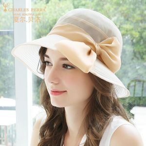 Wide Brim Hats Sun Hat Female Silk Sunshade Women Holiday Travel Beach Anti-UV Spring Summer Elegant Korean Version Lady Visor Cap H189