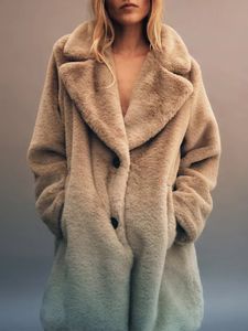 Women's Fur Faux Fur TRAF High Street Teddy Bear Winter Coat Women Loose Plus Size Thick Warm Wool Blends Real Fur Coat Women Winter Fur Jackets 231116