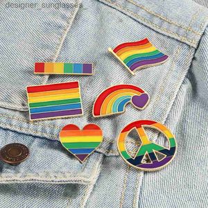 Spille Spille Bandiera LGBT Arcobaleno Spilla a forma di cuore Spille per la pace e lo smalto Borsa per vestiti Lel Pin Gay Lesbian Pride Badge Gioielli unisex RegaloL231117