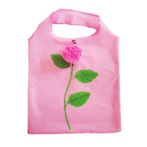 Rose Flower Shape Foldable Storage Bag Handbag Eco Reusable Environmental Shopping Bags Folding Grocery Large Bag dh8699