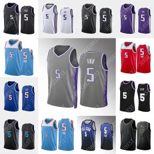 Deaaron 5 Fox Basketball Jerseys XS-4XL Мужчины Женщины молодежь черно-белая рубашка