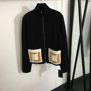 Moda malha camisola casaco letras bolso designer jaquetas de luxo toque macio meninas outerwear 2 cores zíper cardigan casacos