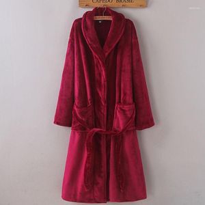 Indumenti da notte da donna Inverno Unisex Caldo Abito di flanella Casual Solido Accappatoio Abito da donna e da uomo Pigiami Coral Fleece Kimono Home Wear