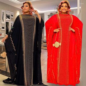 Vestidos de roupas étnicas Africanas para mulheres Diamantes de chiffon Caftan Dress 2023 Lady Abaya Boubou Roupas de roupão