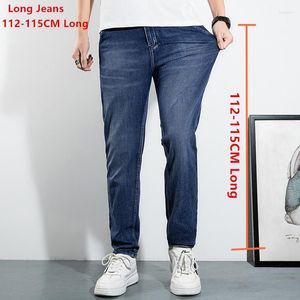 Herren Jeans Sommer Große Männer Dünne Extra Lange 115CM Mode Gerade Blau Schwarz Jungen Stretched Denim Hose Slim Fit Männliche Cowboyhose