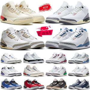 Designer Jumpman 3 tênis de basquete homens homens genuínos de couro unc cimento branco jumpman 3s cesto de tênis com tênis esportivos esportivos ao ar livre vermelhos