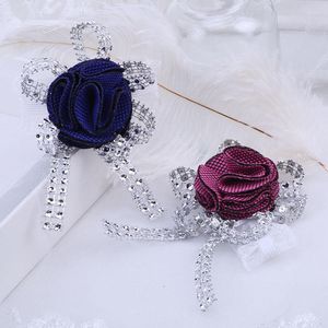 Dekorativa blommor stil brudgum lapel stift män brosch stickning rose blommor handgjorda bröllop affärskläder tillbehör xh046